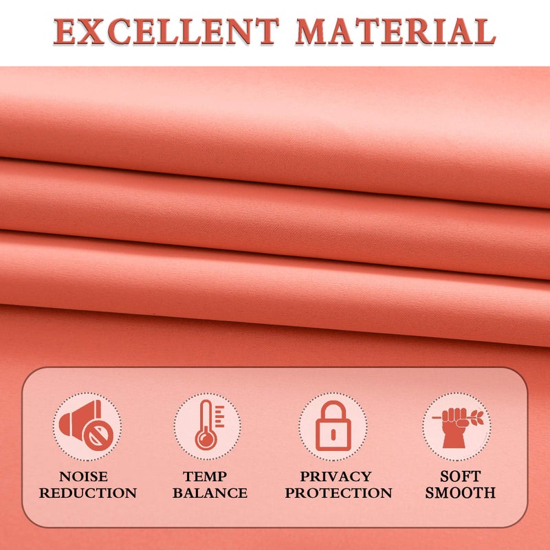 DONREN Room Darkening Rod Pocket Curtain Panels - Thermal Insulated Curtains for Living Room (Coral,52 W x 96 L Inch,2 Panels) - Image 4